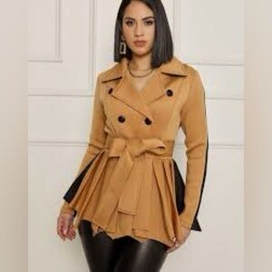 Lilly’s Closet Two-Tone Peplum Trench Jacket